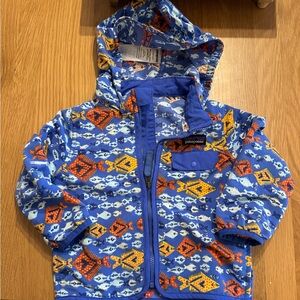 Patagonia lightweight jacket with matching hat. Size 12-18 months.